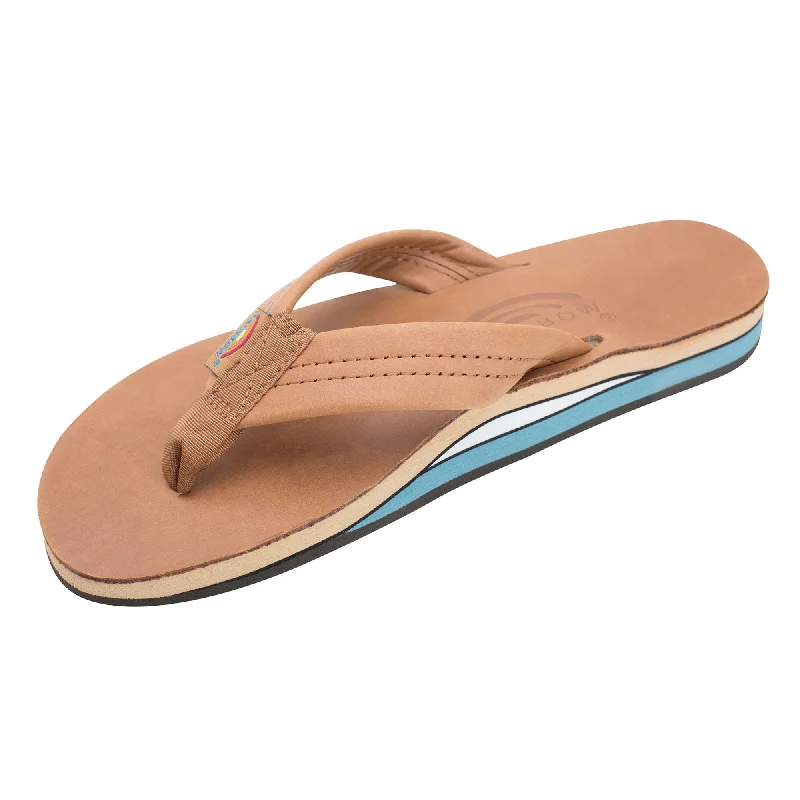 surfboards with lightweight and responsive designs-Rainbow Double Thick Classic Leather Men's Sandals - Tan/Blue