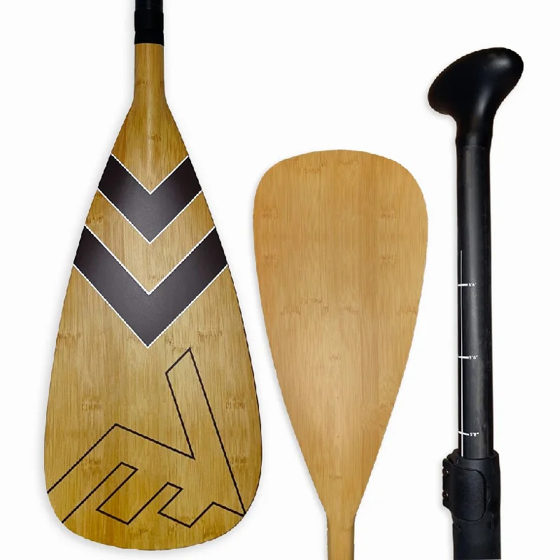 surfboards for fast turns-SUP paddles - Vamo Carbon-Fiberglass Adjustable Paddle With ABS Edge - Bamboo BROWN