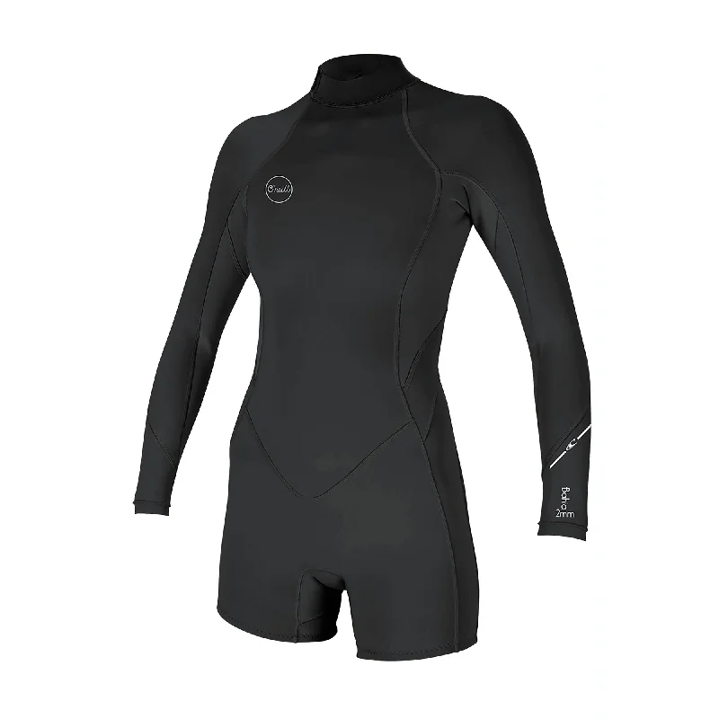 surfboards for better wave control-O'Neill Bahia 2/1mm Women's Back Zip L/S Women's Springsuit Wetsuit - Black