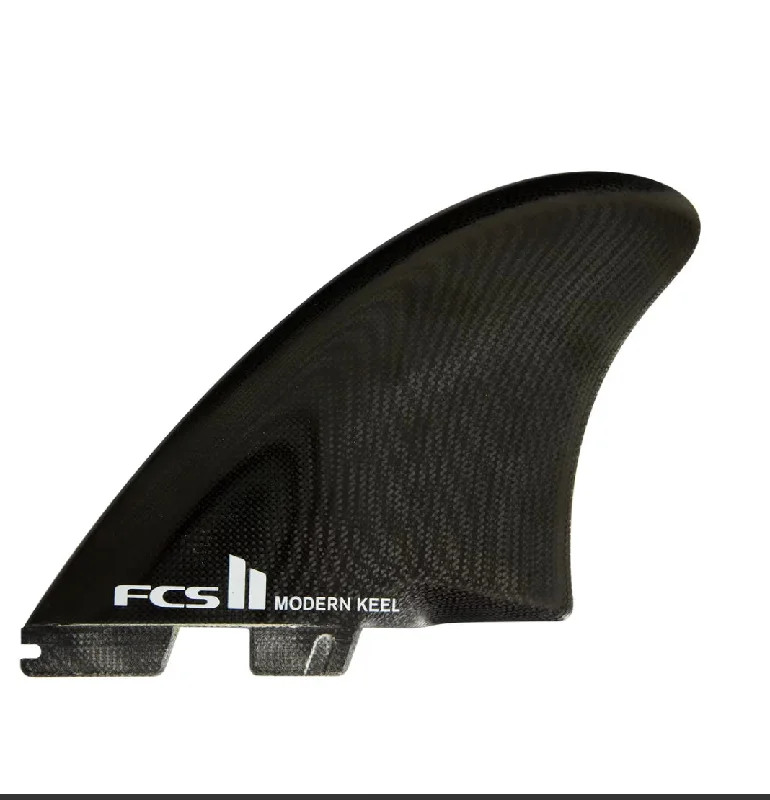 surfboards for maximum wave-catching efficiency-FCS II Modern Keel PC Twin Fin Set Black