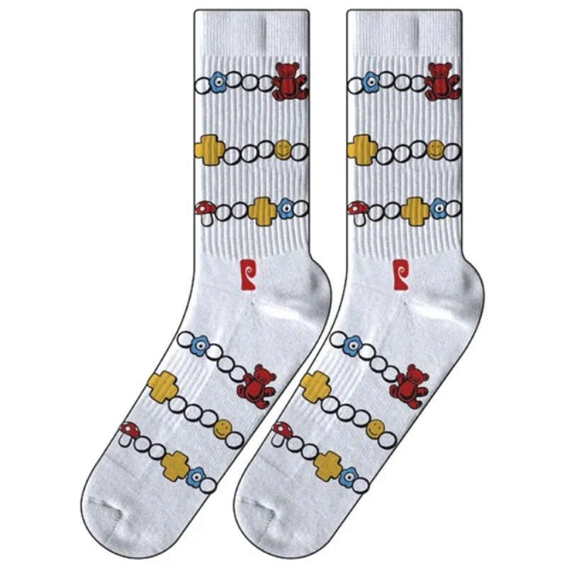 surfboards for stable rides in large surf-Psockadelic Henrys Jewelry Crew Socks - White