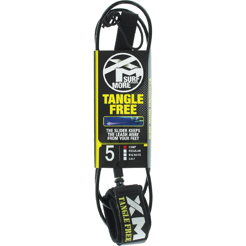 surfboards for expert riders looking for performance-Surf More XM Tangle Free Ds Complite Leash 5' Black