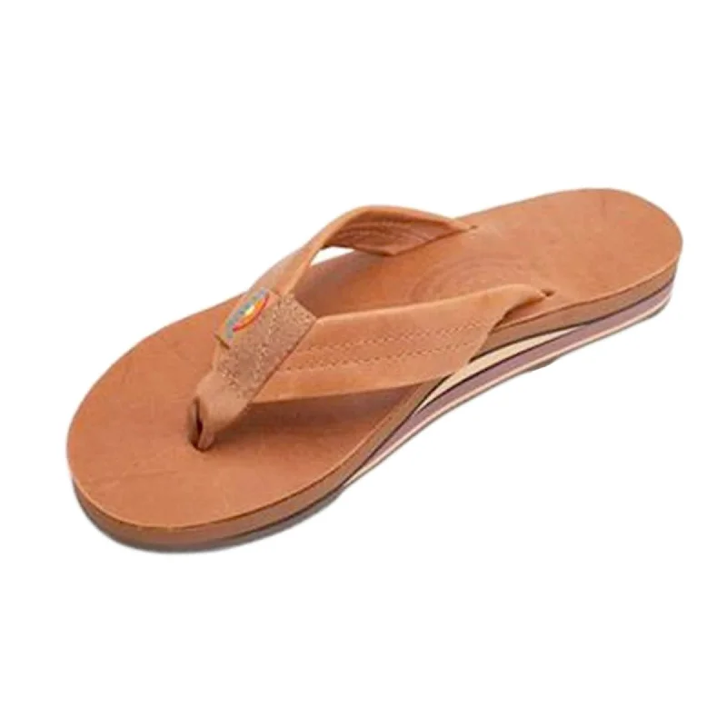 beginner-friendly surfboards-Rainbow Double Thick Classic Leather Women's Sandals - Tan/Brown