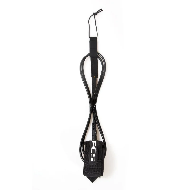 surfboards with good buoyancy for easy surfing-FCS ALL ROUND REGULAR CLASSIC LEASH BLACK 8'