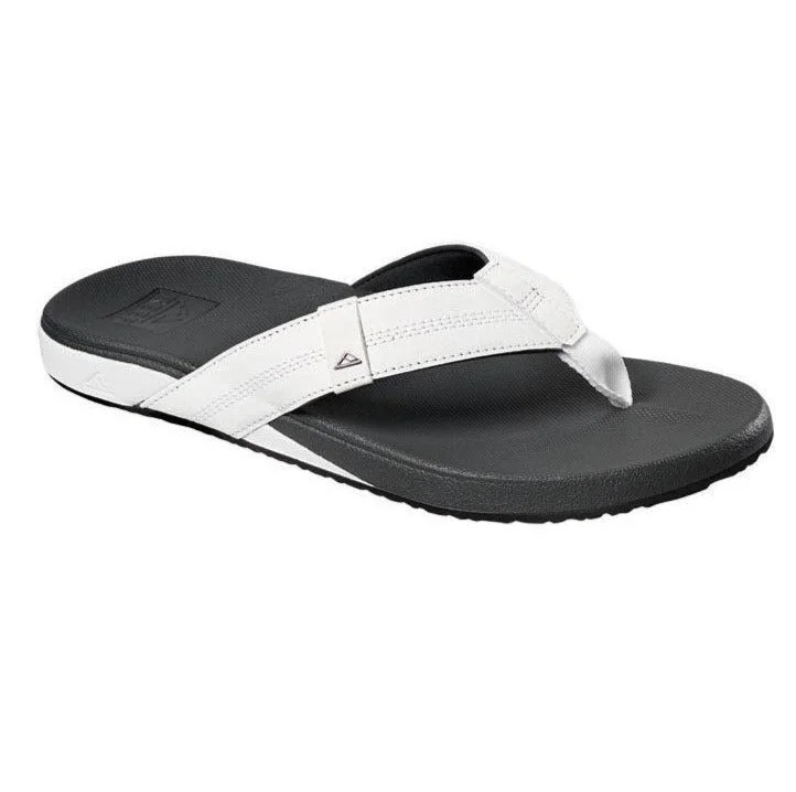 surfboards for shallow waters-Reef Cushion Bounce Phantom Mens Sandal - White Grey