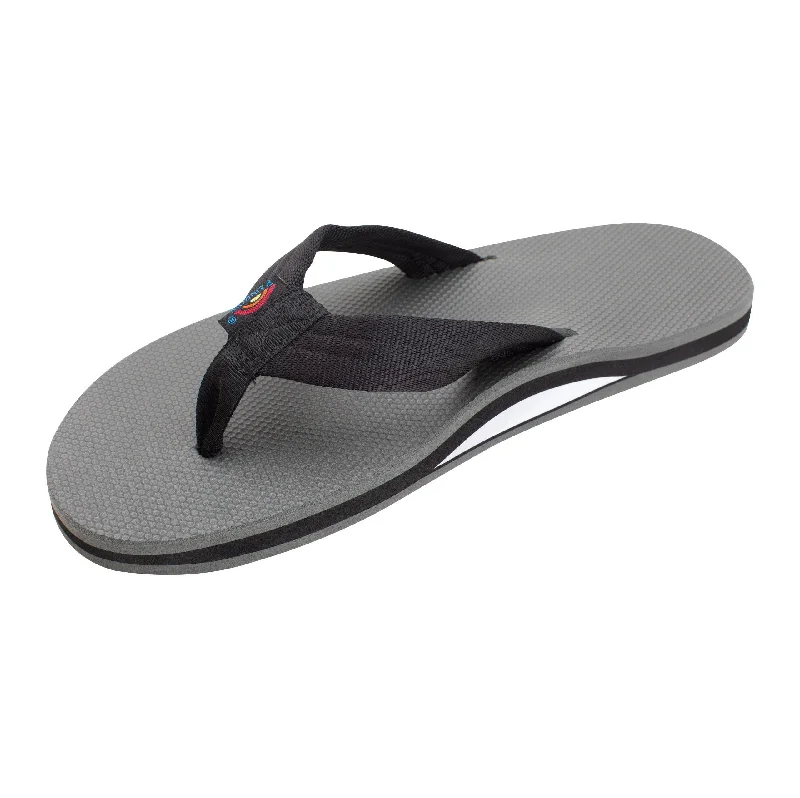 surfboards for deep bottom turns-Rainbow Classic Rubber Single Layer Men's Sandals - Black Grey