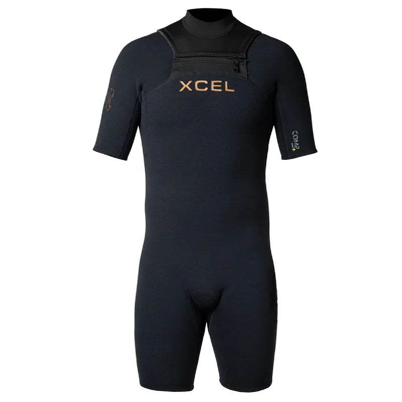 surfboards with great balance-Xcel Comp+ 2mm Men's S/S Spring Suit Wetsuit - Black