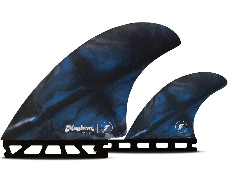 surfboards for deep turns-Futures Mayhem Large Evil Twin + 1 Fin Blue/Black