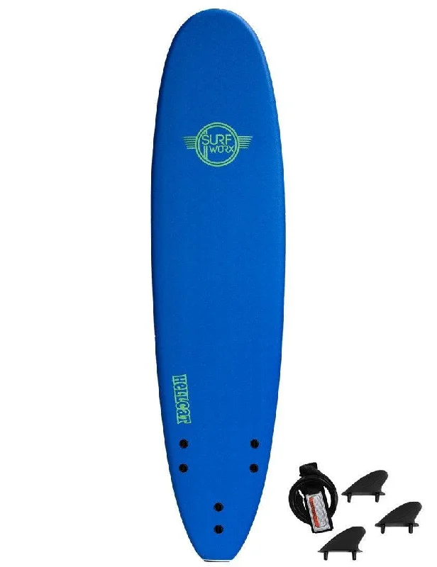 surfboards for all-around wave conditions-Surfworx Hellcat Mini Mal Soft Surfboard 7ft 6 - Navy