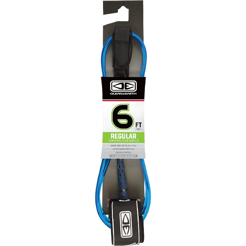 surfboards for ultimate maneuverability-O&E Ocean & Earth Moulded Regular Leash 6' Blue