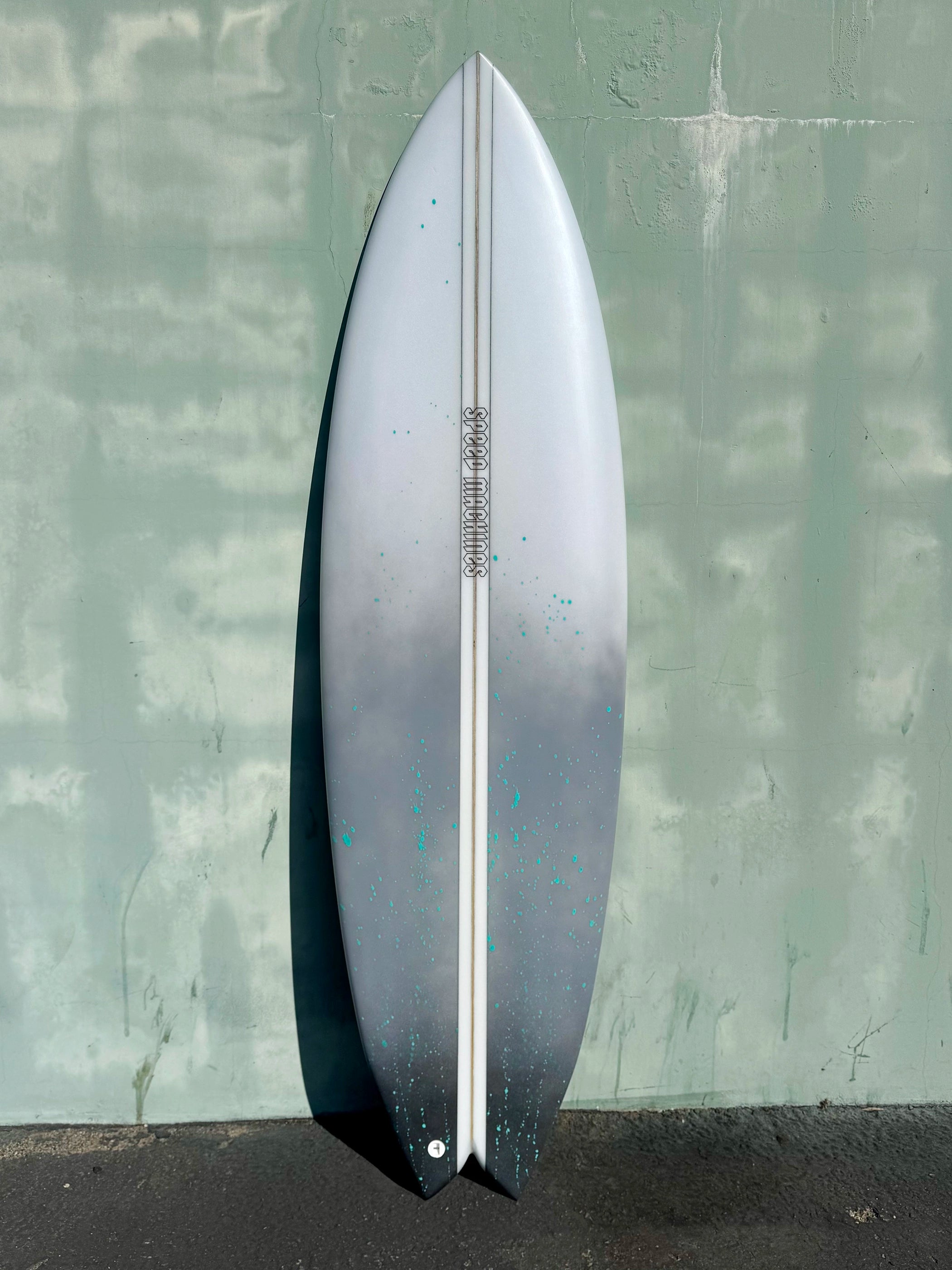 surfboards with extra hold in big waves-Nuevo Camino | 5’10" Talladega Twin Gray Abstract Surfboard