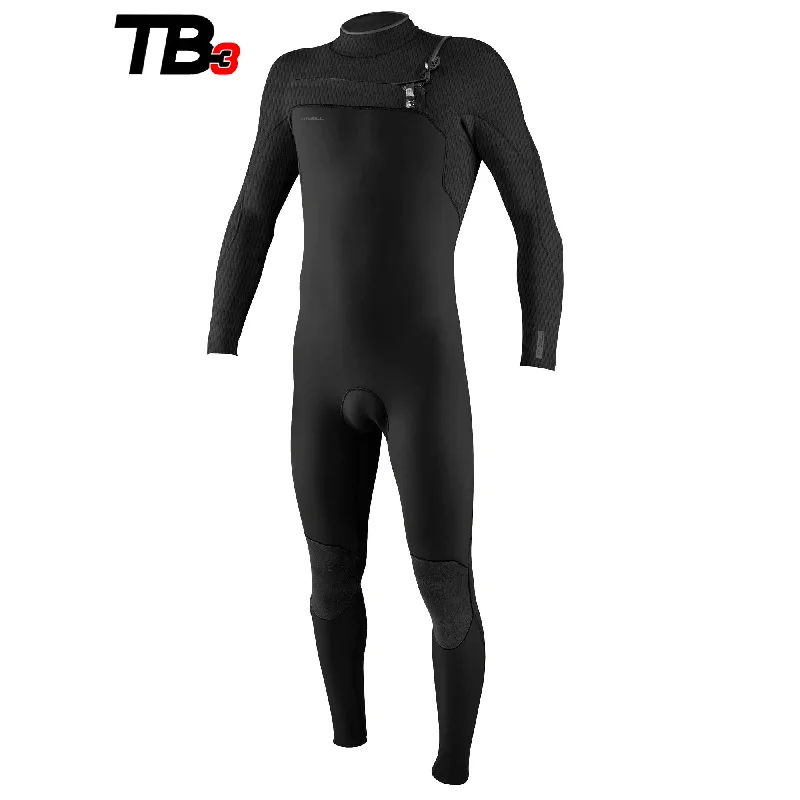 surfboards for all-weather use-O'Neill Hyperfreak TB3 3/2+ mm Men's Chest Zip Wetsuit - Black