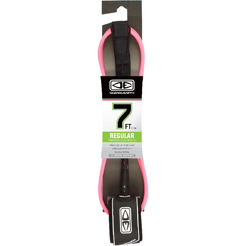 surfboards with quad-fin setup for speed-O&E Ocean & Earth Moulded Regular Leash 7' Pink