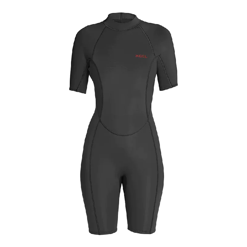 surfboards with improved fin placement-XCEL WMNS AXIS S/S 2MM SPRINGSUIT BLACK 2022