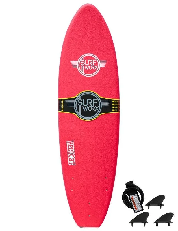 surfboards for shallow waters-Surfworx Hellcat Mini Mal soft surfboard 6ft 0 - Red