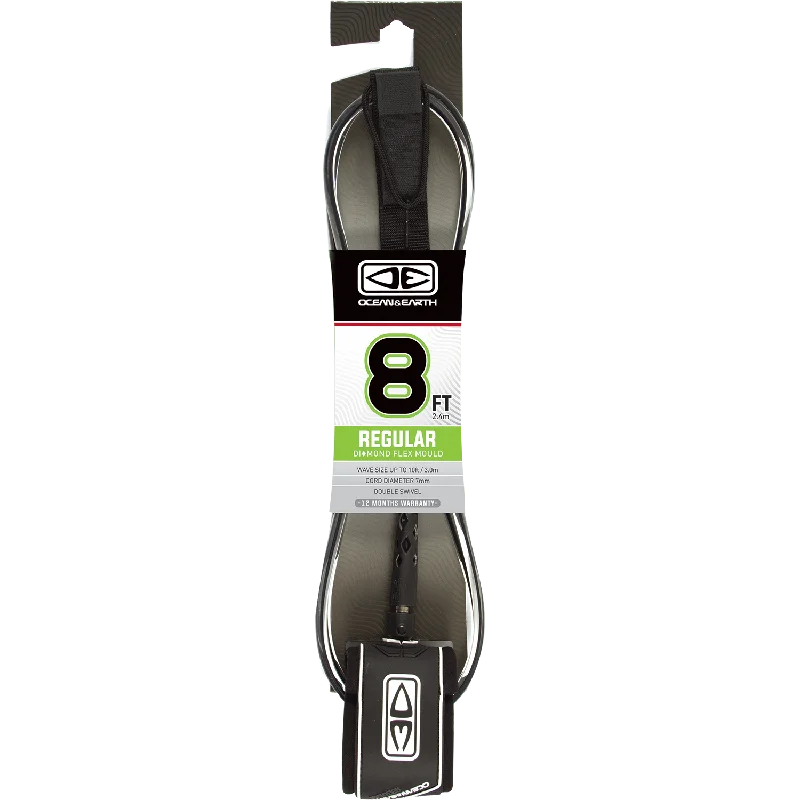 surfboards with increased volume for better buoyancy-O&E Ocean & Earth Moulded Regular Leash 8' Black