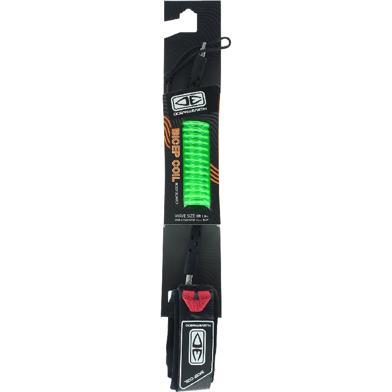 surfboards for deep bottom turns-O&E Ocean & Earth Bodyboard Moulded Bicep Coil Leash Lime