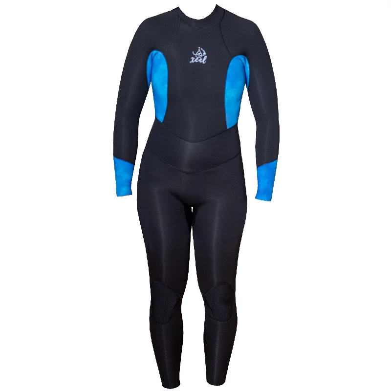 durable surfboards for tough conditions-Xcel Water Inspired Axis 3/2mm Back-Zip Women's L/S Fullsuit Wetsuit - Black/Blue