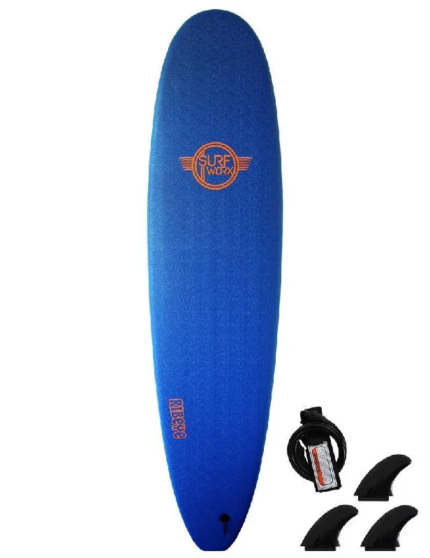 surfboards for expert riders looking for performance-Surfworx Ribeye Mini Mal soft surfboard 8ft 0 - Navy