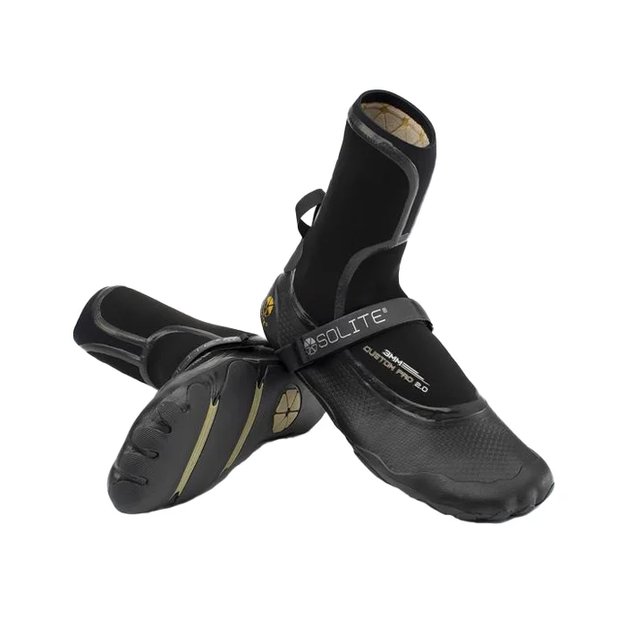 surfboards with increased volume for better buoyancy-SOLITE CUSTOM PRO 2.0 3MM BOOT BLACK/GUM 2022