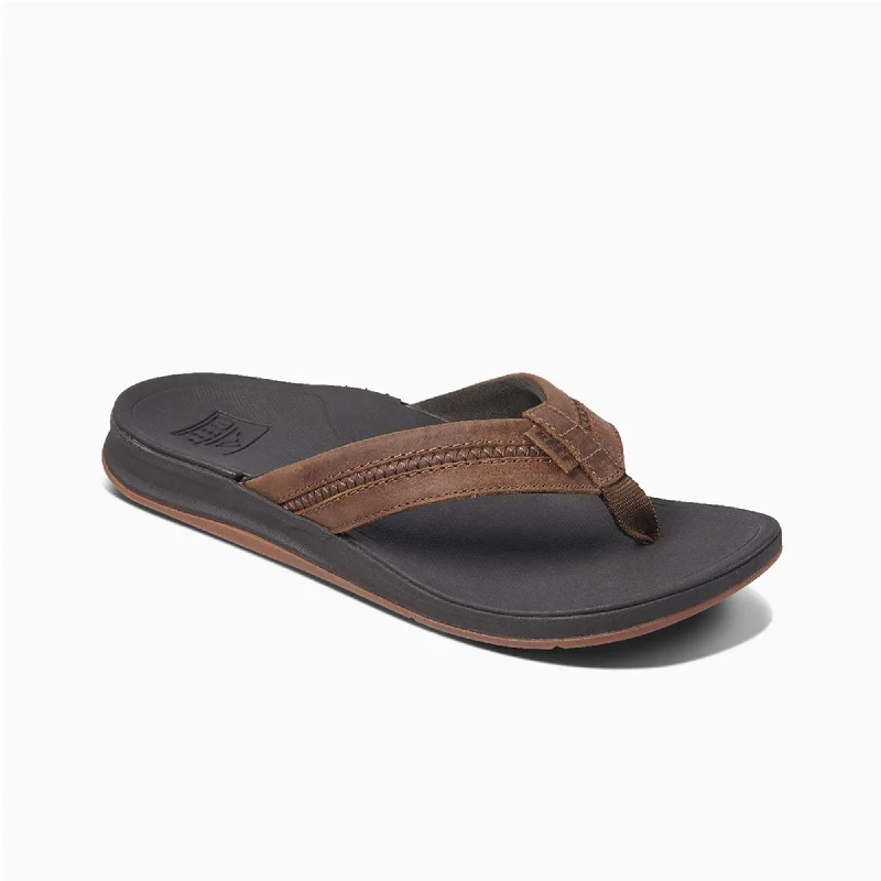 surfboards for deep-water waves-Reef Leather Ortho-Bounce Coast Men's Sandals - Brown