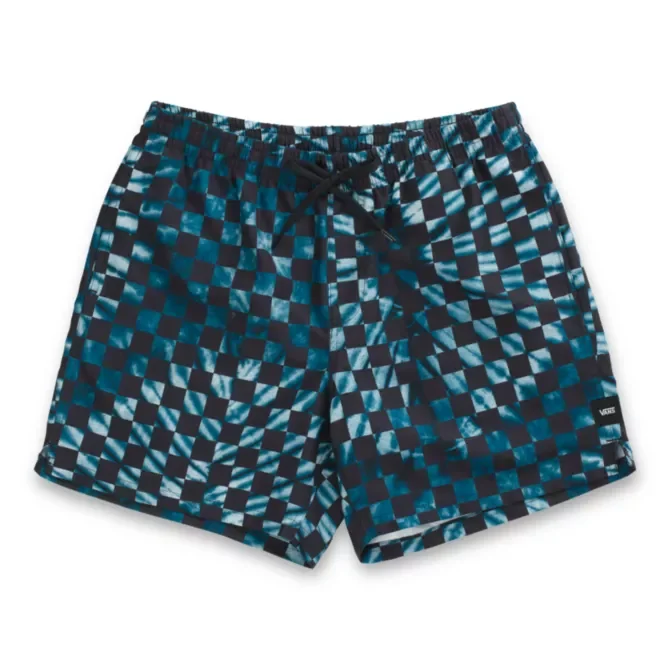 surfboards with great wave accuracy-Vans Mixed Volley Elastic Shorts  16" - MOROCCAN BLUE CHECKERBOARD TIE DYE