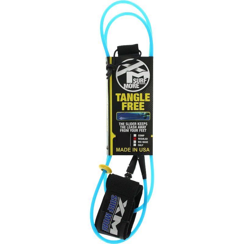 surfboards for maximum power in waves-Surf More XM Tangle Free Ds Regular Leash 12' Blue