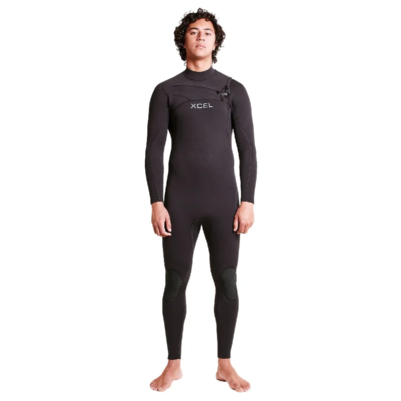 surfboards for easy wave take-off-Xcel Comp+ 3/2mm Chest-Zip Men's Fullsuit Wetsuit - Black