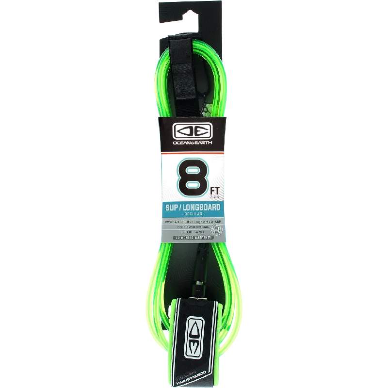 all-weather surfboards for year-round use-O&E Ocean & Earth Regular Sup/Lb Leash 8' Lime