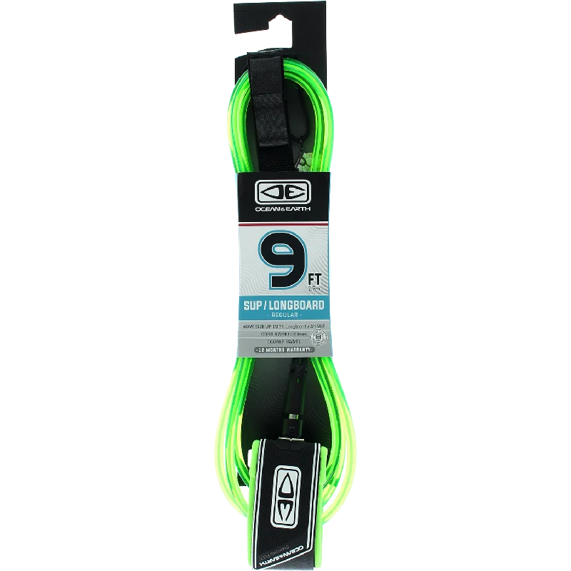 surfboards for deep-water waves-O&E Ocean & Earth Regular Sup/Lb Leash 9' Lime