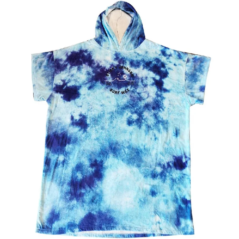 surfboards for handling choppy water-STICKY JOHNSON HOODED CHANGE TOWEL TIEDYE BLUE