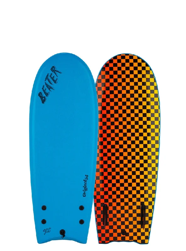 surfboards for quick bottom turns-Beater 4'6" Orginal Twin Fin Blue/Checker