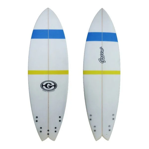 surfboards with good buoyancy for easy surfing-Green Fish Surfboard Blue Yellow