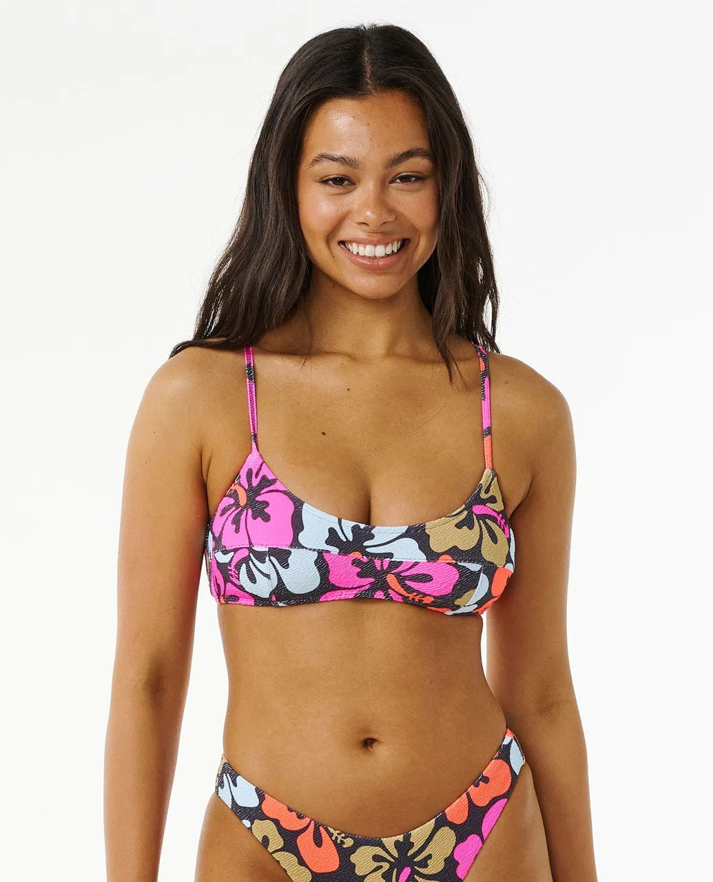 surfboards for deep-water waves-Rip Curl Womens Hibiscus Heat Crop Bikini Top