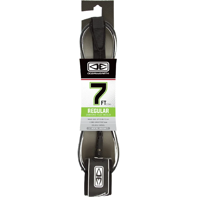 surfboards with soft-top construction for safety-O&E Ocean & Earth Moulded Regular Leash 7' Black