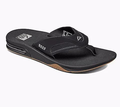 best shortboards for advanced surfers-Reef Fanning Black Silver BLS Mens Sandals 2026-BLS Bottle Opener Flip Flops