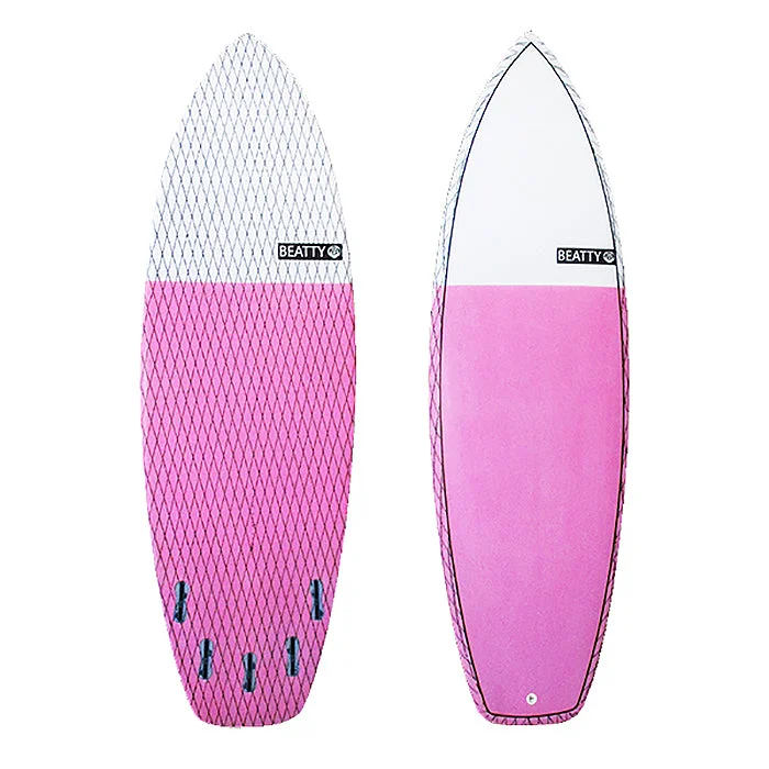 surfboards for long rides-6'4 Clyde Beatty Pink Epoxy Fish Surfboard