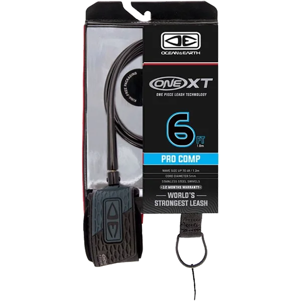 surfboards for quick transitions-O&E Ocean & Earth One XT Pro Comp Leash 6' Black