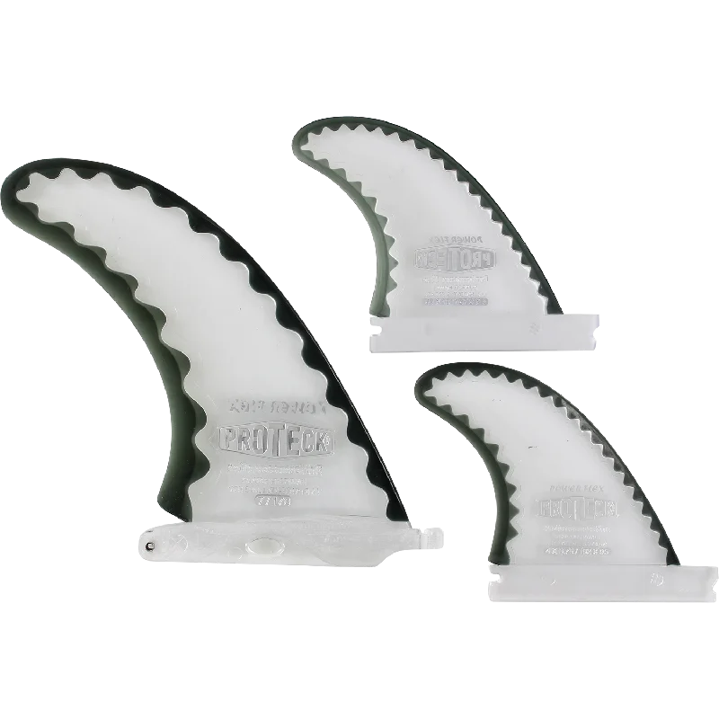 surfboards for all-weather use-Proteck PowerFlex Combo FFS 7.0+4.0 Clear/Black Surfboard FIN - SET OF 3 PCS