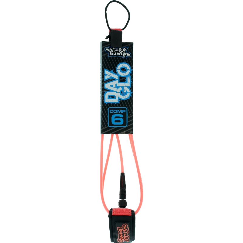 surfboards with great turning radius-Sticky Bumps Day-Glo Comp 6' Leash Red