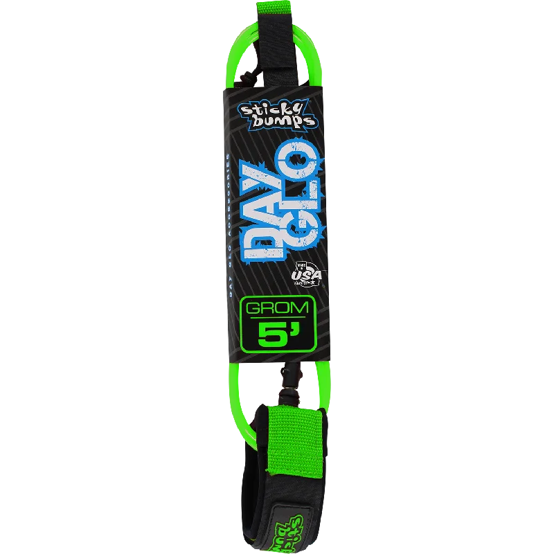 surfboards with minimal maintenance-Sticky Bumps Day-Glo Grom 5' Leash Green