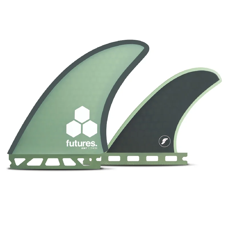 best surfboards for intermediate surfers-FUTURES AL MERRICK HONEYCOMB TWIN + STABILISER M - GREEN/GREY