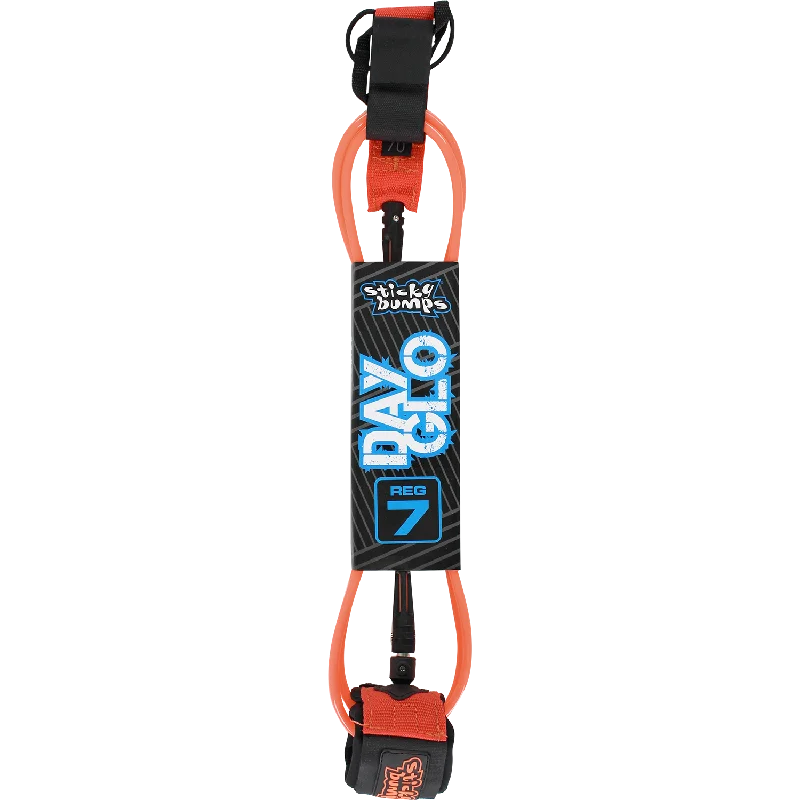 surfboards for fast, high-speed surfing-Sticky Bumps Day-Glo Reg 7' Leash Orange