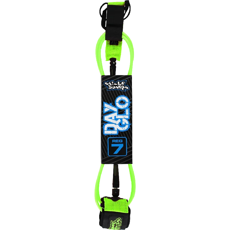 surfboards with good foot positioning for control-Sticky Bumps Day-Glo Reg 7' Leash Green