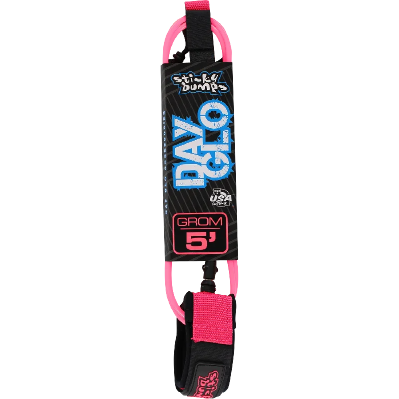 surfboards with low drag for higher speed-Sticky Bumps Day-Glo Grom 5' Leash Pink