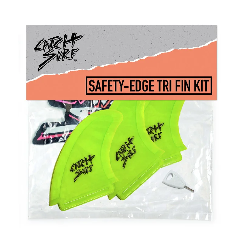 performance surfboards for tricks-Safety Edge Tri Fin Kit - Lime