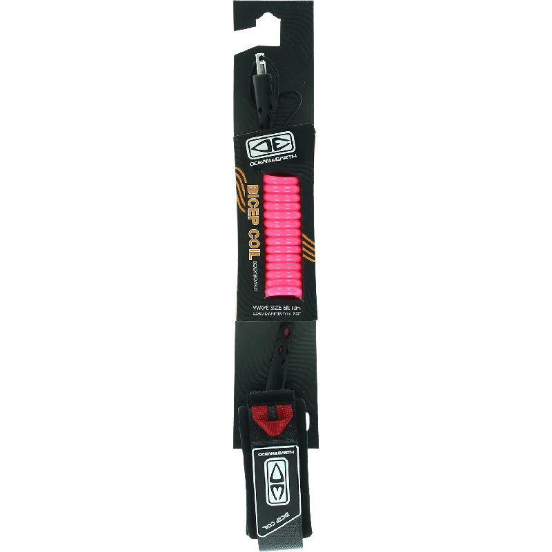 surfboards for powerful turns-O&E Ocean & Earth Bodyboard Moulded Bicep Coil Leash Pink