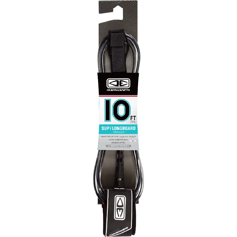 surfboards for shallow waters-O&E Ocean & Earth Regular Sup/Lb Leash 10' Black