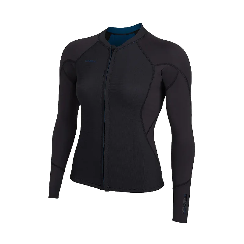 surfboards with minimal effort paddling-O'Neill Hyperfreak Neo-Skinz Front Zip Women's L/S Wetsuit Jacket