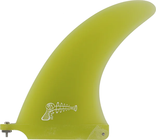 surfboards with good foot positioning for control-Ray Gun Fiberglass Center Fin 7.0" Yellow Surfboard FIN